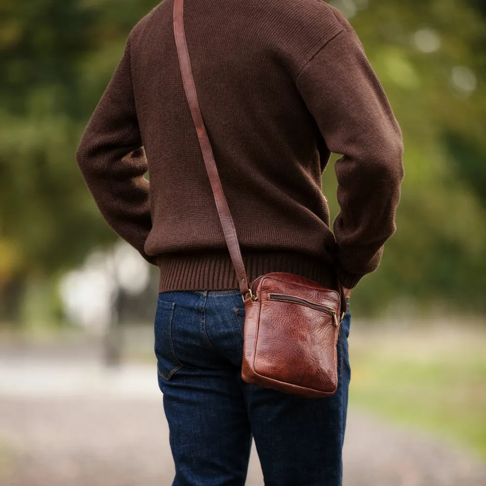 Petite maroquinerie - Sac à bandoulière en cuir pour homme - BERBER LEATHER