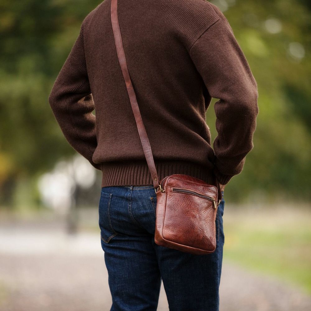 Leather goods - Men's leather shoulder bag - BERBER LEATHER