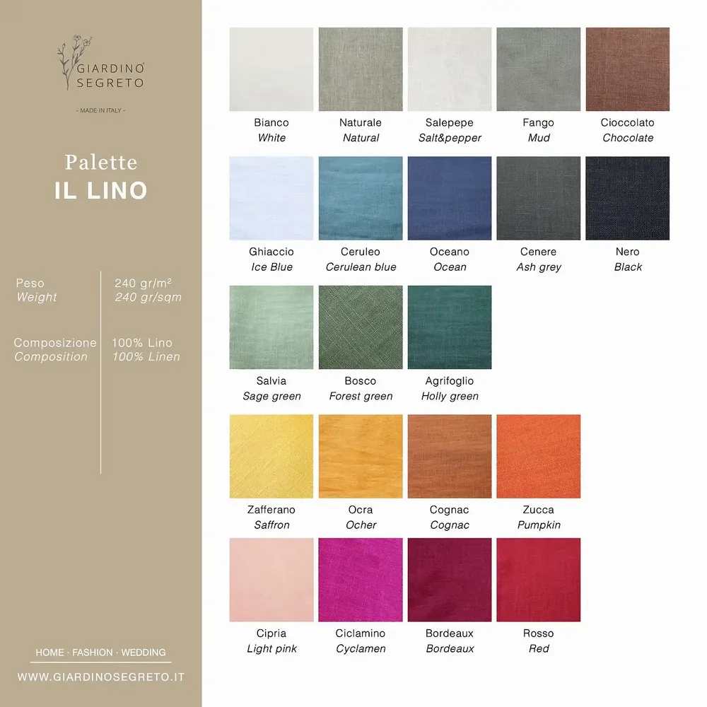 Linge de table textile - Serviette de cocktail en lin| GHIACCIOLI - GIARDINO SEGRETO