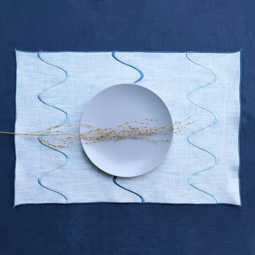 Table linen - Linen Placemat | ONDA Blue - GIARDINO SEGRETO