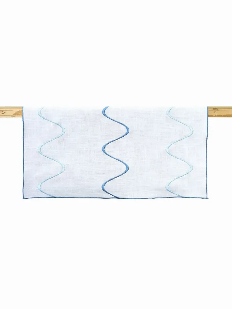 Table linen - Linen table runner | ONDA Blue - GIARDINO SEGRETO