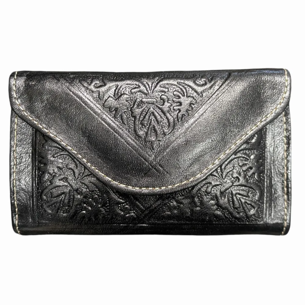 Leather goods - Small Tri-Fold Embossed Leather Purse - BERBER LEATHER