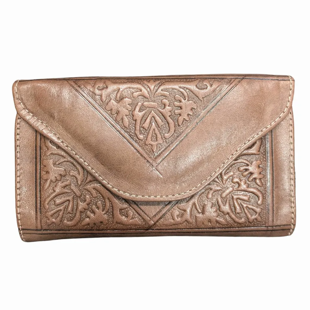 Leather goods - Small Tri-Fold Embossed Leather Purse - BERBER LEATHER