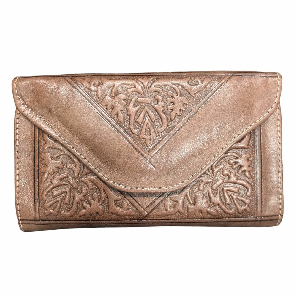 Petite maroquinerie - Petit porte-monnaie en cuir gaufré à trois volets - BERBER LEATHER