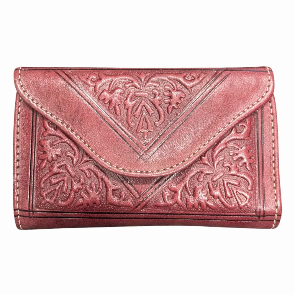 Leather goods - Small Tri-Fold Embossed Leather Purse - BERBER LEATHER