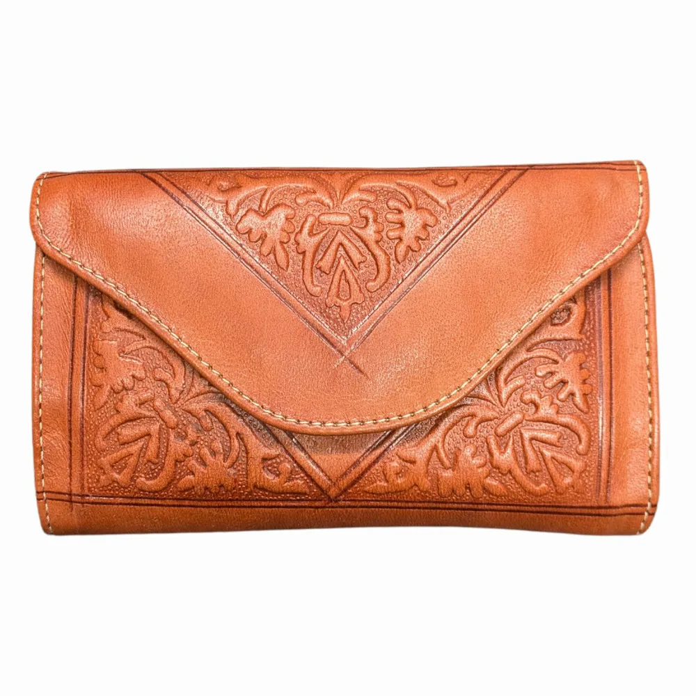 Leather goods - Small Tri-Fold Embossed Leather Purse - BERBER LEATHER