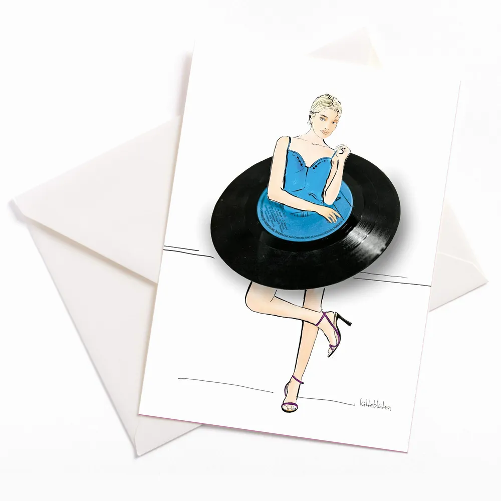 Papeterie - Carte avec enveloppe | J'adore le vinyle - LUETTEBLUETEN