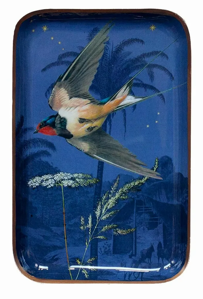 Trays - Swallows enamelled tray - PARADISIO IMAGINARIUM