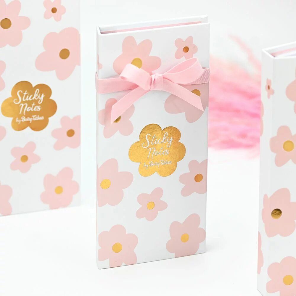 Papeterie bureau - Carnet avec post-it et stylo Pink Bloom - SOAPTALES