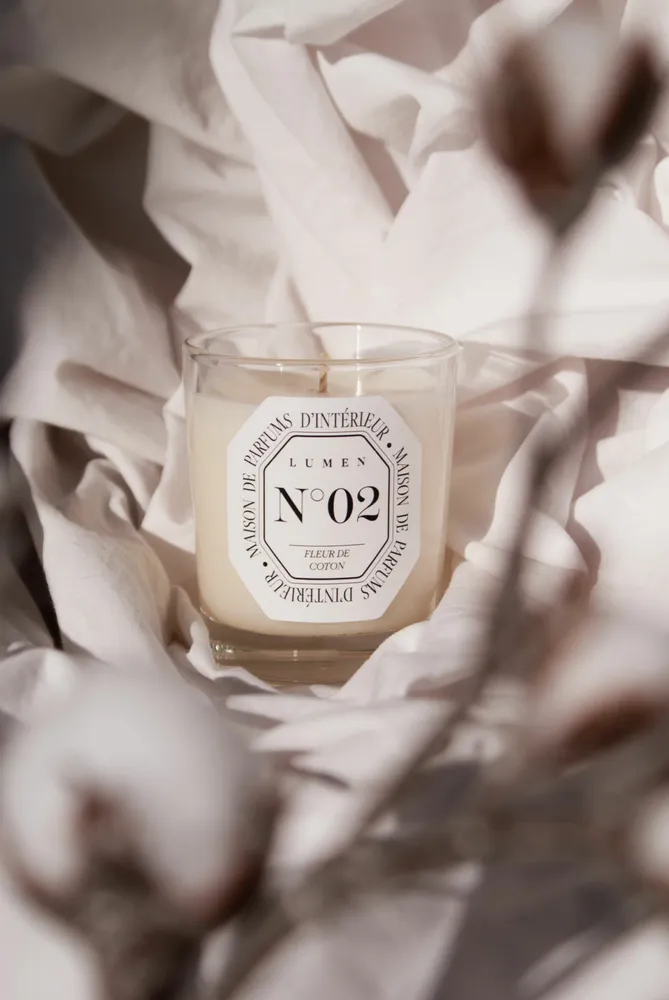 Candles - Small Natural Scented Candle No. 02 - Cotton Flower - LUMEN • MAISON DE PARFUMS D'INTÉRIEUR