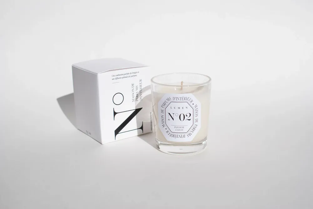 Candles - Small Natural Scented Candle No. 02 - Cotton Flower - LUMEN • MAISON DE PARFUMS D'INTÉRIEUR