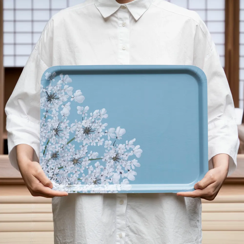 Trays - Rectangular wooden serving tray - Wildflowers 43x33 cm - MONBOPLATO
