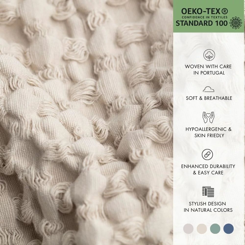 Plaids - Plaid tricoté en coton biologique. Beige - SOWL