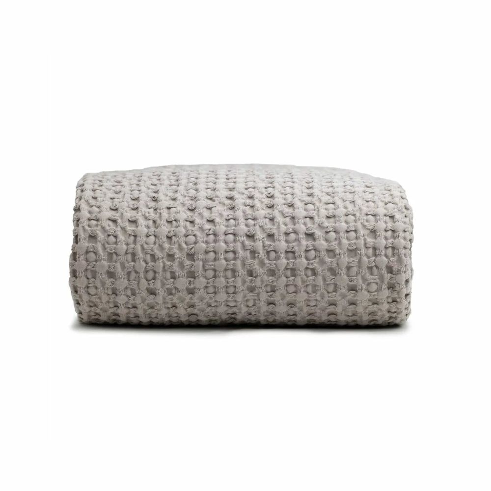 Throw blankets - Organic Cotton Knitted Throw Blanket. Gray - SOWL
