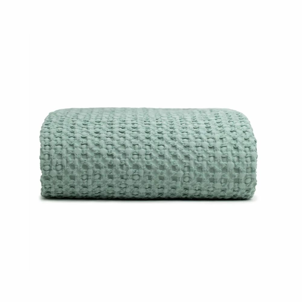 Throw blankets - Organic Cotton Knitted Throw Blanket. Green - SOWL