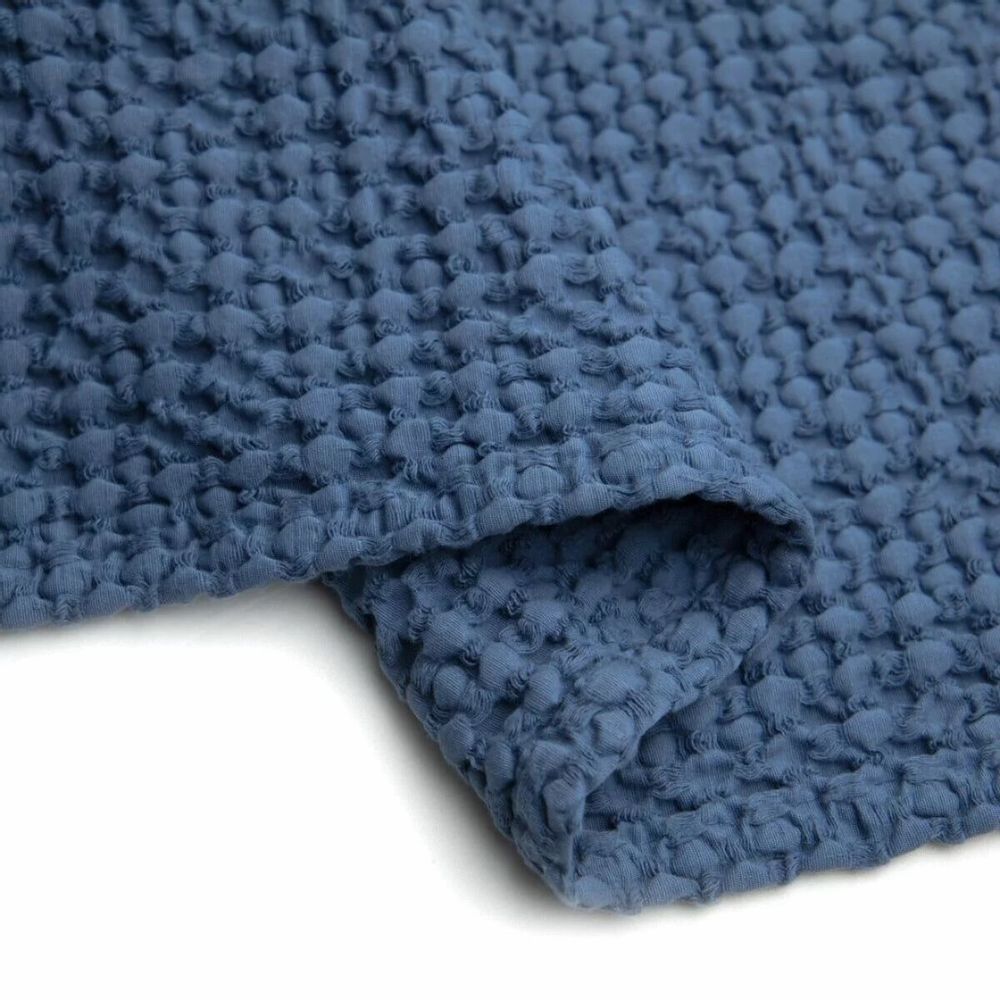 Throw blankets - Organic Cotton Knitted Throw Blanket. Dark Blue - SOWL