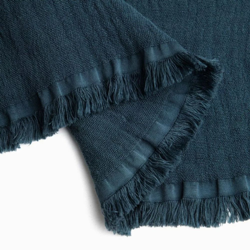 Throw blankets - Organic Cotton Quilt. Dark Blue - SOWL