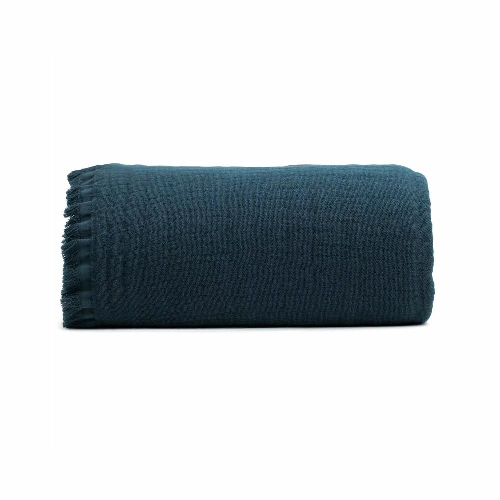 Throw blankets - Organic Cotton Quilt. Dark Blue - SOWL