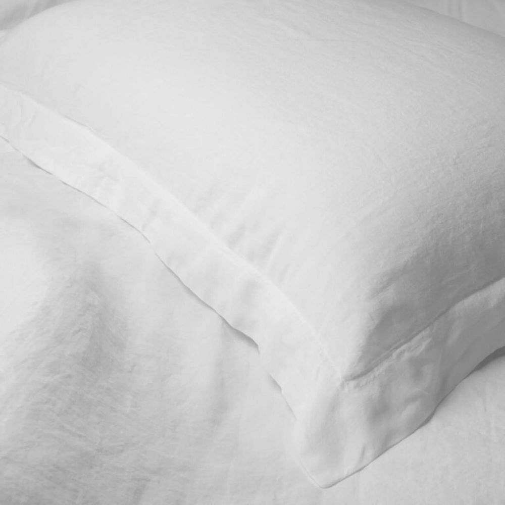 Linge de lit - Ensemble de Linge de Lit en Lin Lavé Premium. Taie d'oreiller. Blanc - SOWL