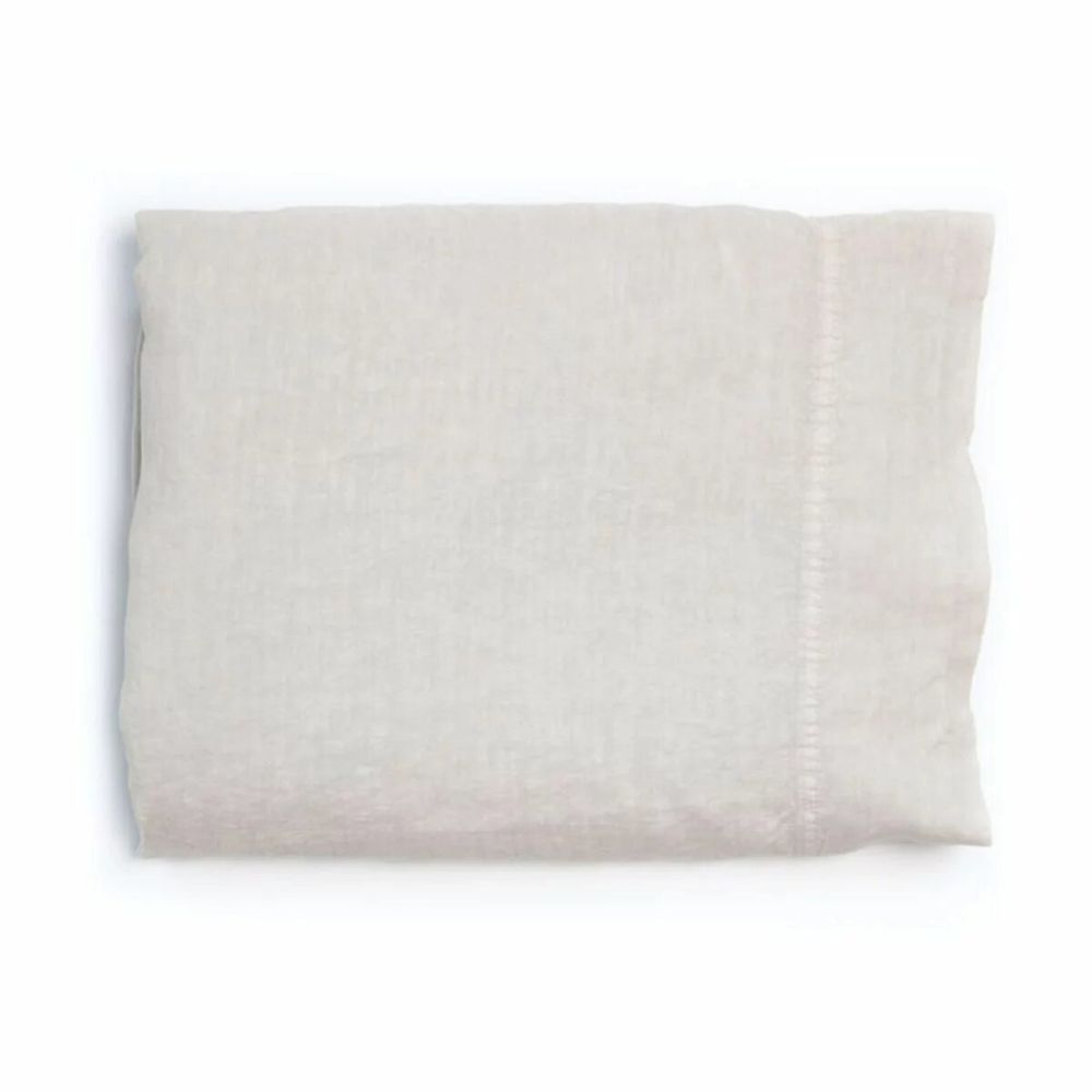 Bed linens - Premium Washed Linen Bed Set. Fitted Sheet. Ivory - SOWL