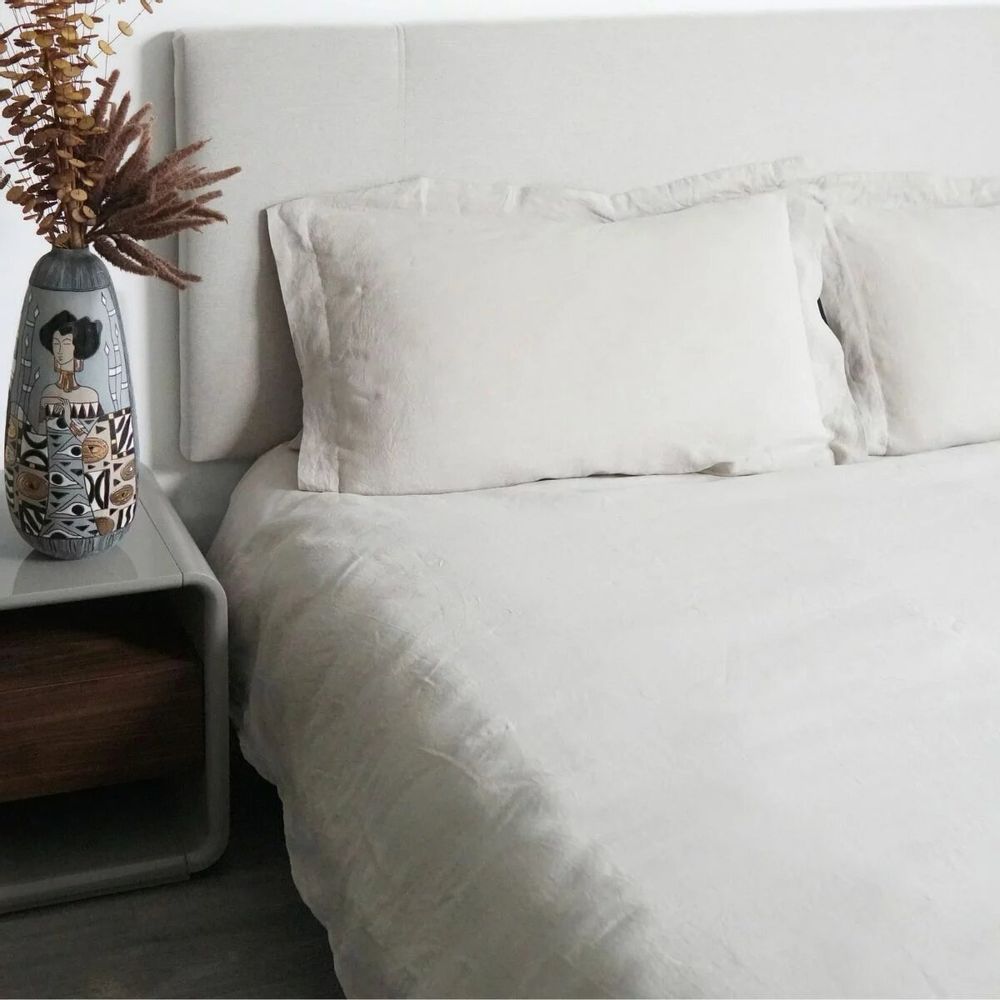 Bed linens - Premium Washed Linen Bed Set. Top Sheet. Ivory - SOWL