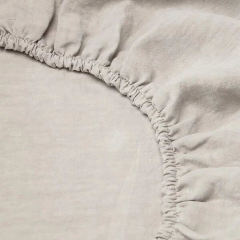 Bed linens - Premium Washed Linen Bed Set. Top Sheet. Ivory - SOWL