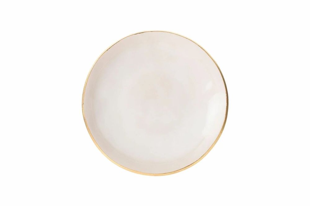 Plats et saladiers - Assiettes SUN. Céramiques portugaises. Ivoire avec bordure dorée - SOWL
