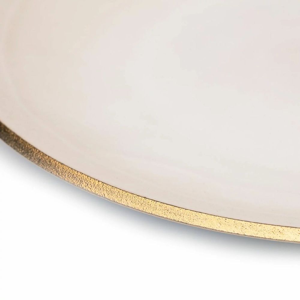 Plats et saladiers - Assiettes SUN. Céramiques portugaises. Ivoire avec bordure dorée - SOWL