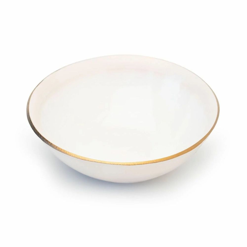 Plats et saladiers - Assiettes SUN. Céramiques portugaises. Ivoire avec bordure dorée - SOWL