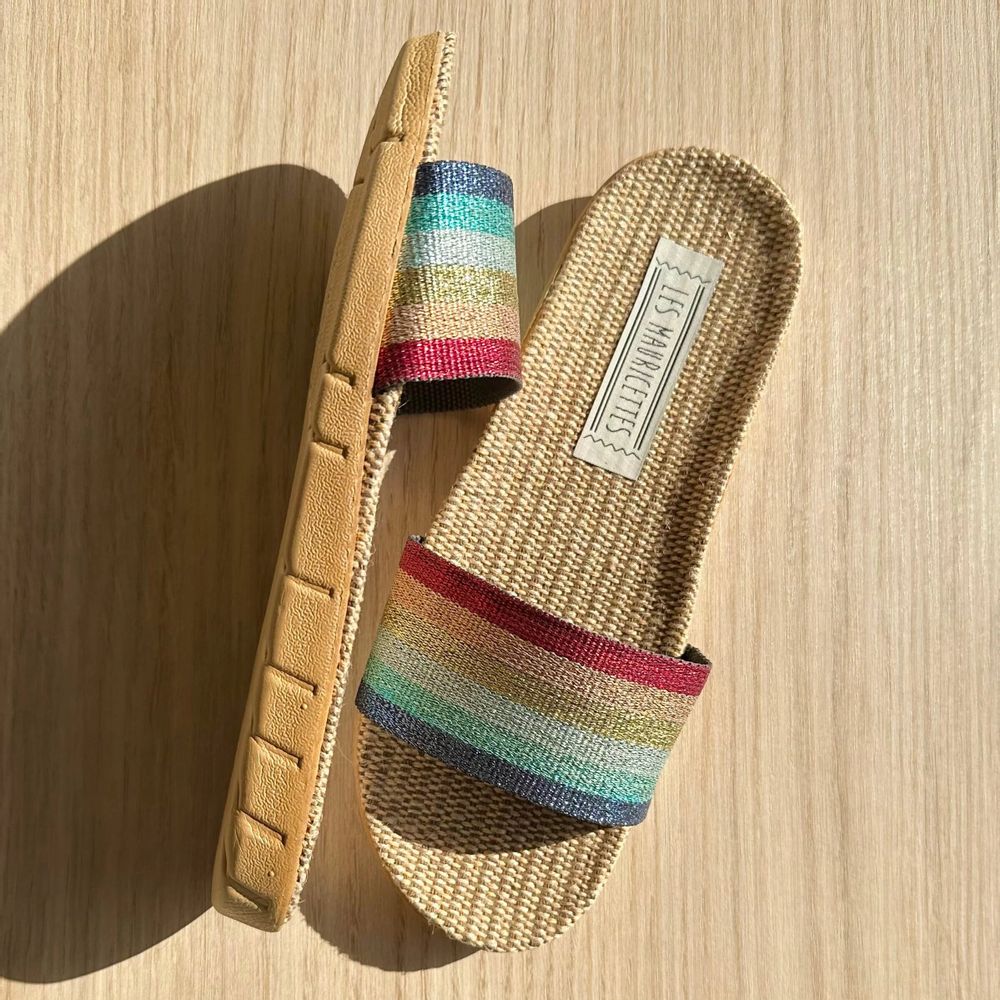 Loungewear - LES MAURICETTES by Gigi, ultra light lurex flip-flops - LES MAURICETTES