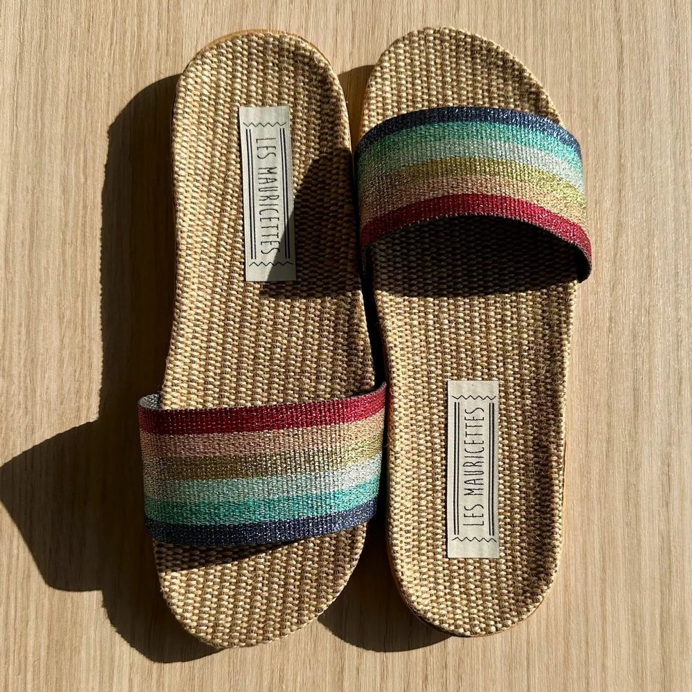 Loungewear - LES MAURICETTES by Gigi, ultra light lurex flip-flops - LES MAURICETTES