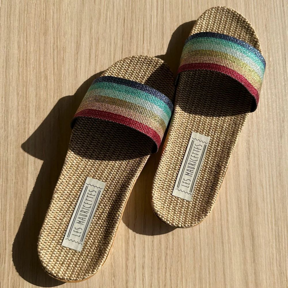 Loungewear - LES MAURICETTES by Gigi, ultra light lurex flip-flops - LES MAURICETTES