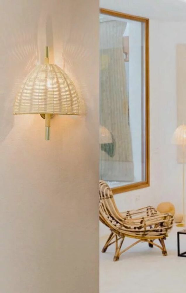 Wall lamps - AMA wall lamp in natural wicker - LUXCAMBRA