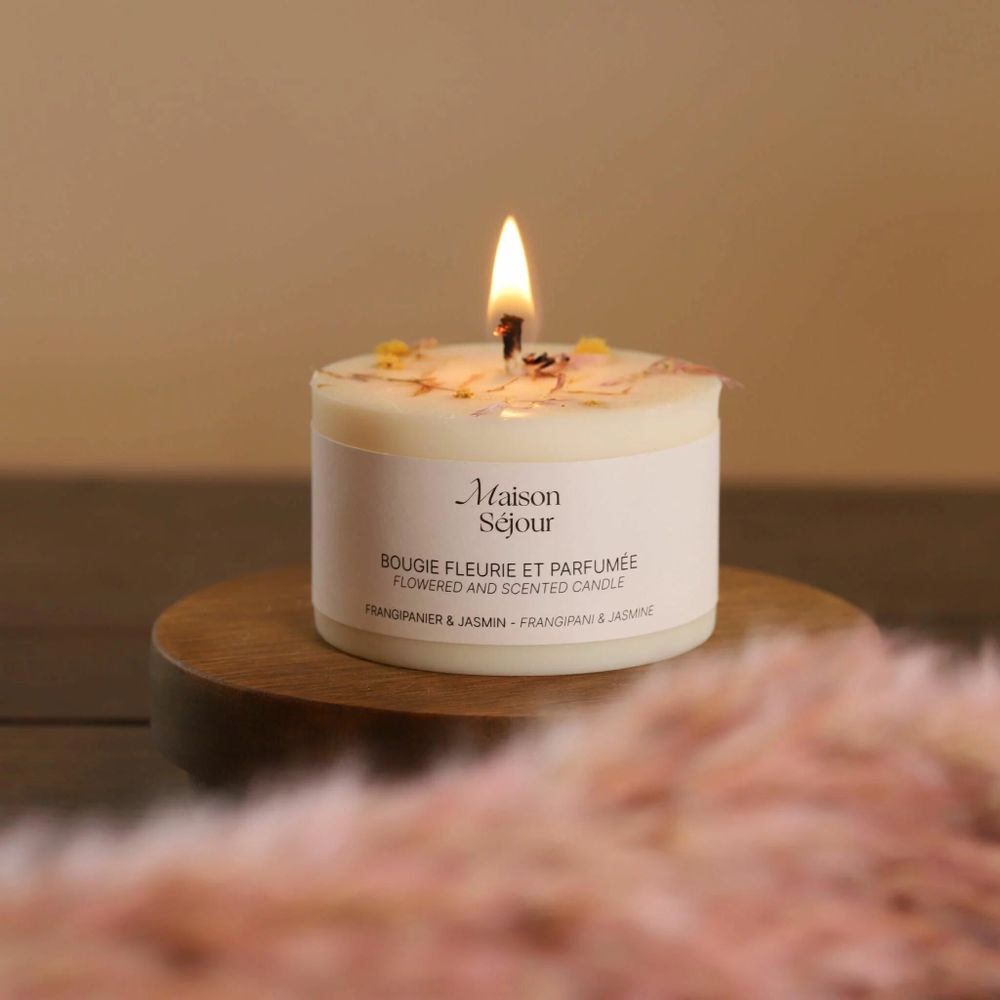 Décorations florales - Bougie votive - Frangipanier & Jasmin (80G) - MAISON SÉJOUR