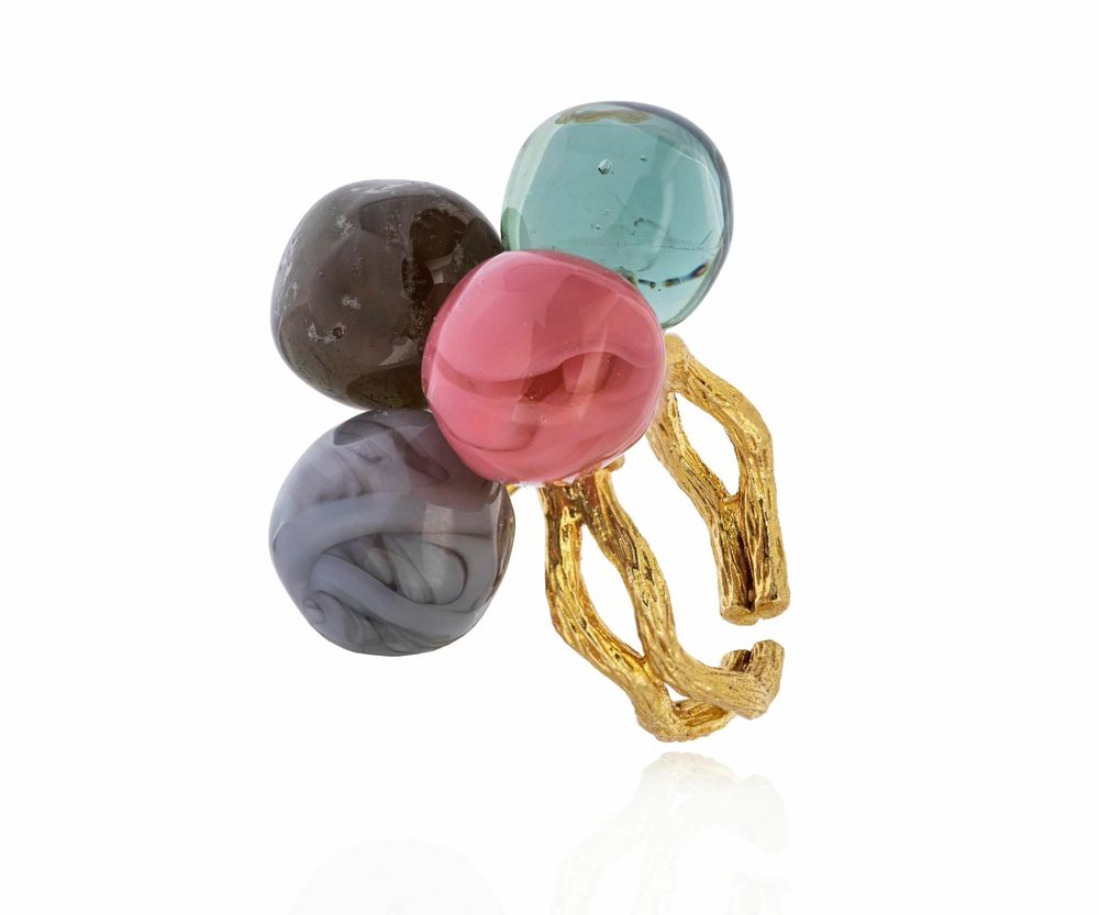 Cadeaux - Bague plaqué or verre Murano artisan Chania collection - CHAMA NAVARRO