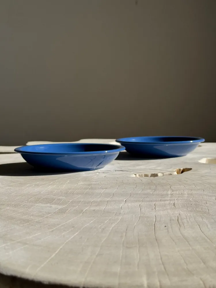 Assiettes au quotidien - 2 assiettes vintage bleues creuses D22 - OFFICE OBJETS