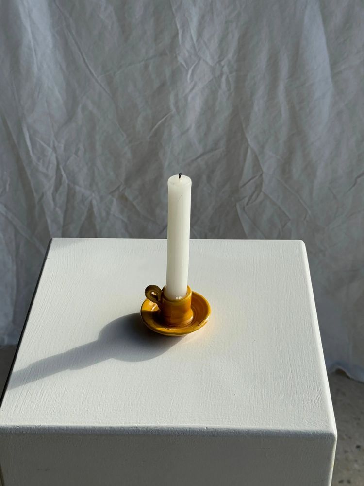 Candlesticks and candle holders - Mini yellow candle holder Pottery Massucco Aubagne - OFFICE OBJETS