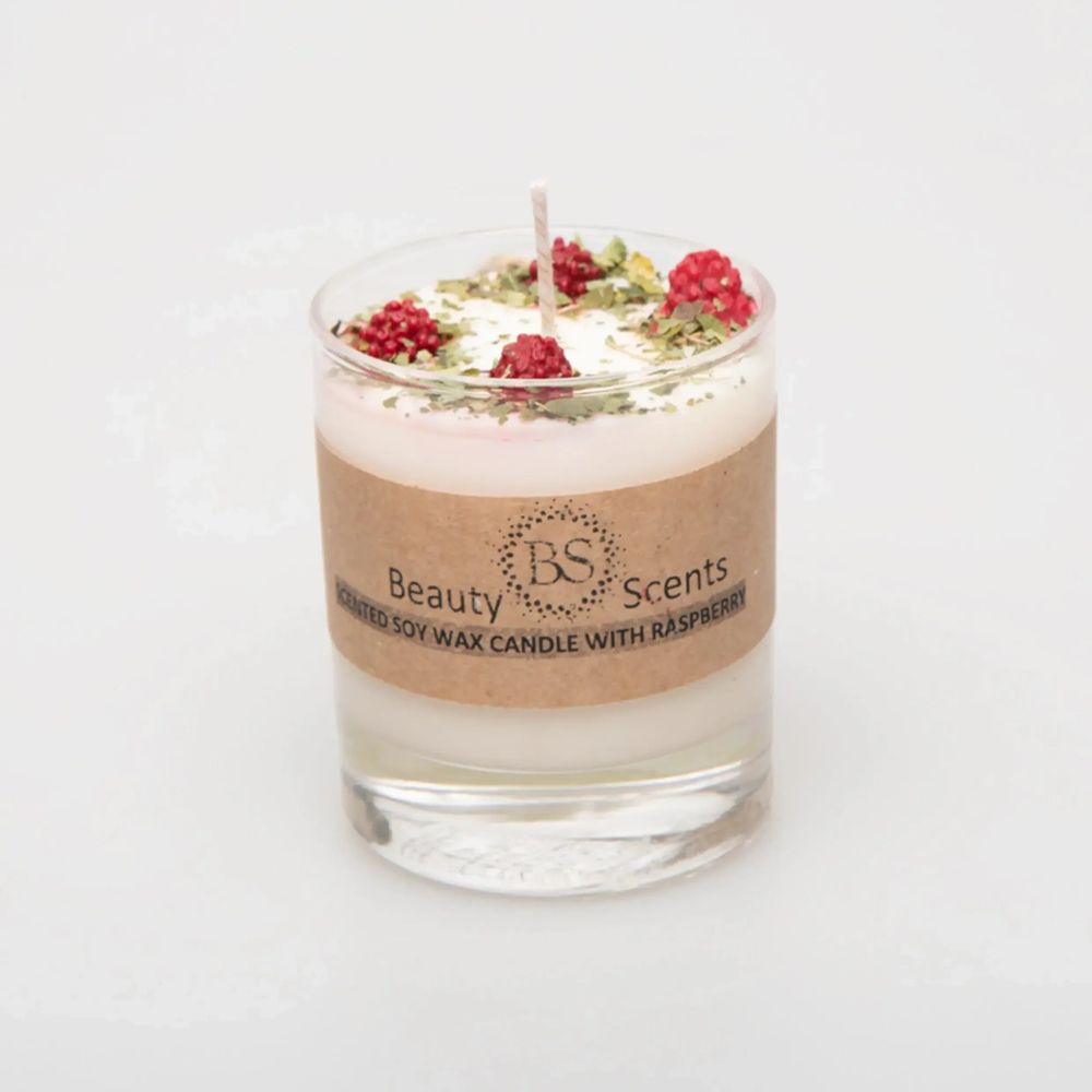 Bougies - Petites bougies à la framboise dans un récipient en verre, boîte de 6, fraise - BEAUTY SCENTS CANDLES