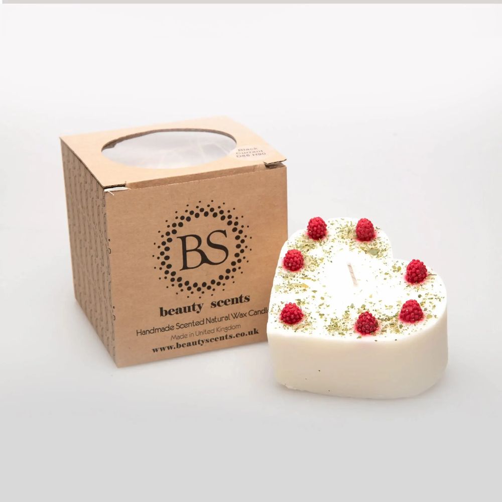 Candles - Large Heart Candles with Raspberry, box of 6, Muscat Grape - BEAUTY SCENTS CANDLES