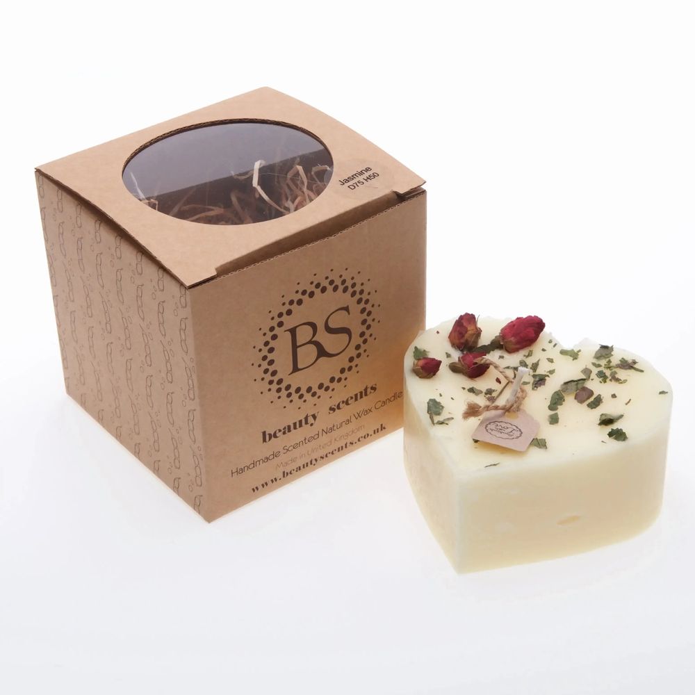 Candles - Large Heart Scented Candles with Rose Buds box of 6, Vanilla - BEAUTY SCENTS CANDLES