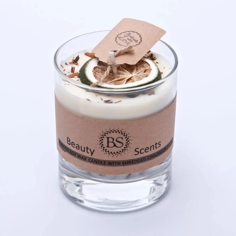 Bougies - Petite bougie parfumée en cire de soja à la cannelle râpée dans un récipient en verre, boîte de 6, citron vert et cannelle - BEAUTY SCENTS CANDLES