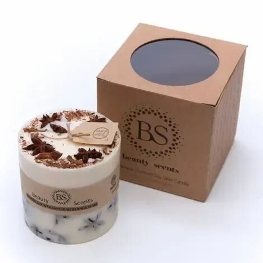 Candles - Large Scented Candles With Star Anise box of 6, Cinnamon - BEAUTY SCENTS CANDLES
