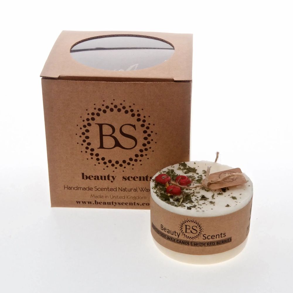 Bougies - Petite bougie parfumée au soja aux fruits rouges, boîte de 6, menthe poivrée - BEAUTY SCENTS CANDLES