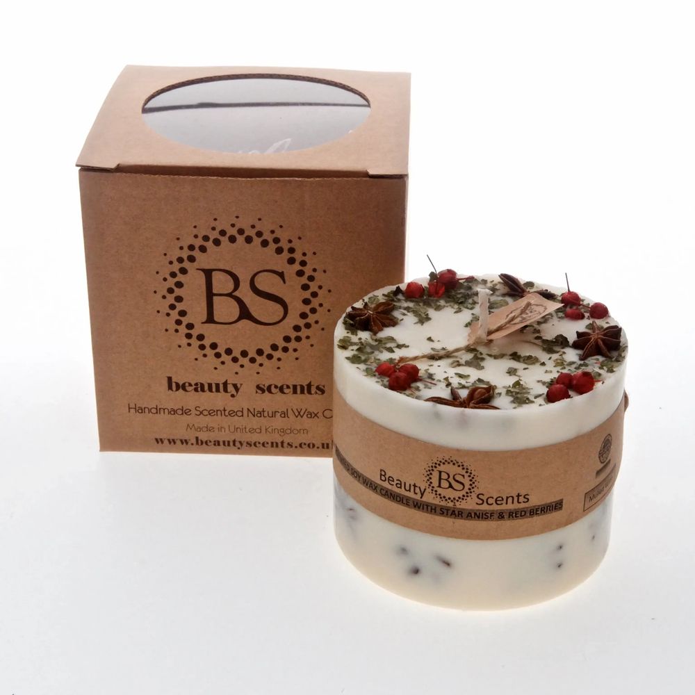 Bougies - Grandes bougies parfumées faites à la main à l'anis étoilé et aux fruits rouges, boîte de 6, Anis - BEAUTY SCENTS CANDLES