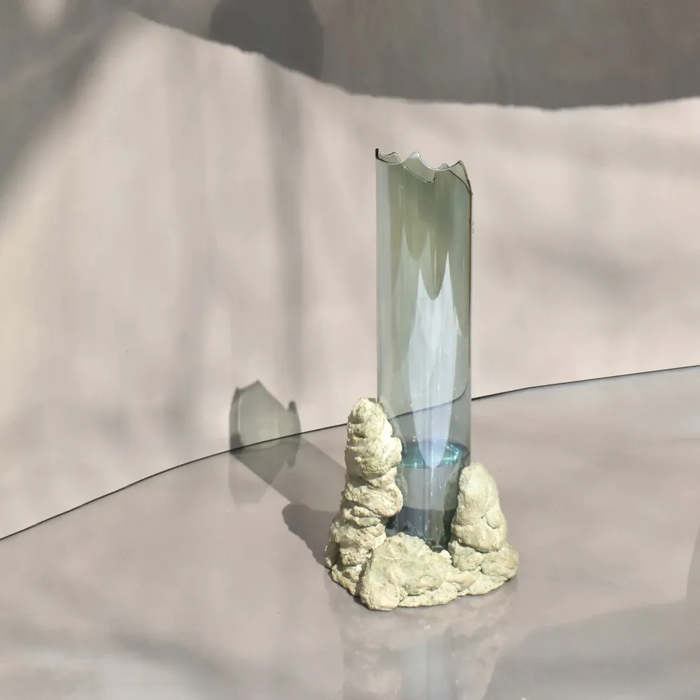Vases - CATHARSIS, Sculptural Statement Vase for flowers in glass and stone - COKI