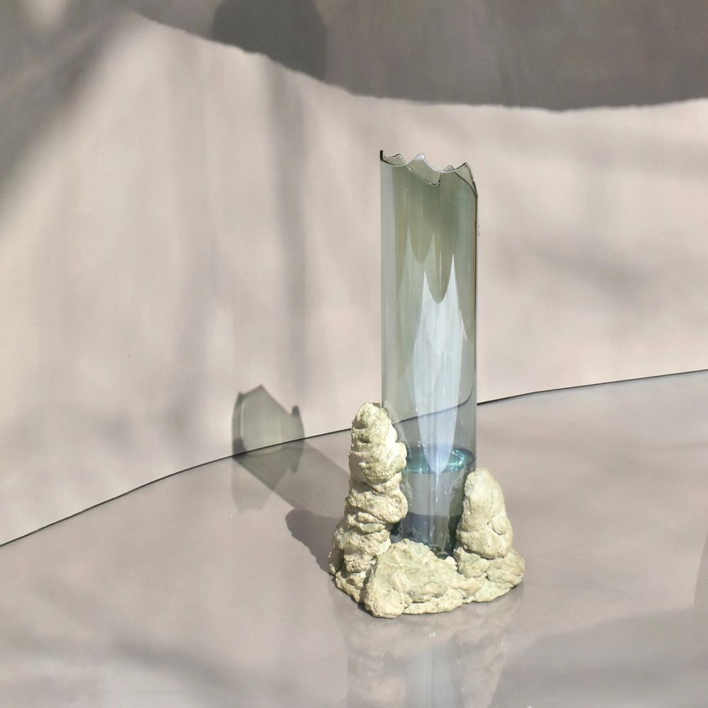 Vases - CATHARSIS, Sculptural Statement Vase for flowers in glass and stone - COKI