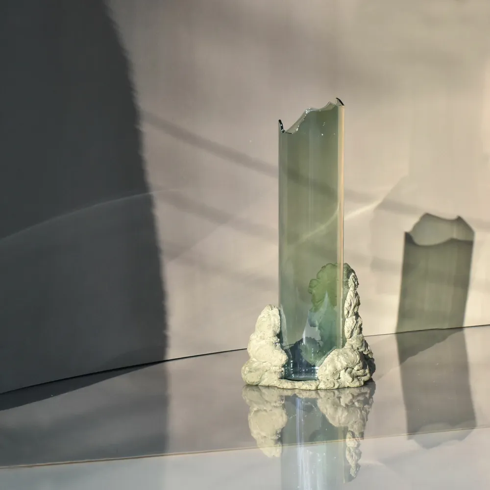Vases - CATHARSIS, Sculptural Statement Vase for flowers in glass and stone - COKI