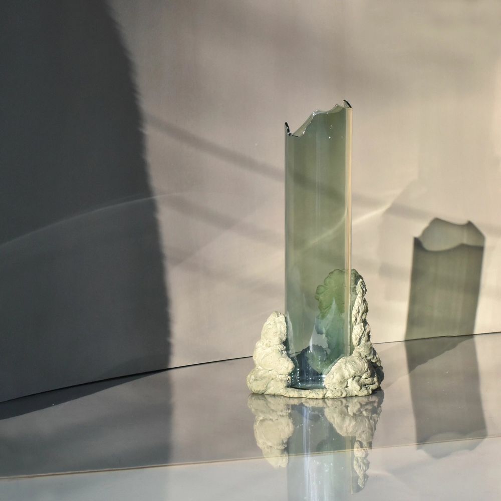 Vases - CATHARSIS, Sculptural Statement Vase for flowers in glass and stone - COKI