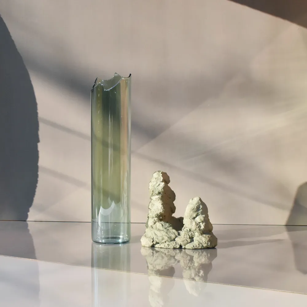 Vases - CATHARSIS, Sculptural Statement Vase for flowers in glass and stone - COKI