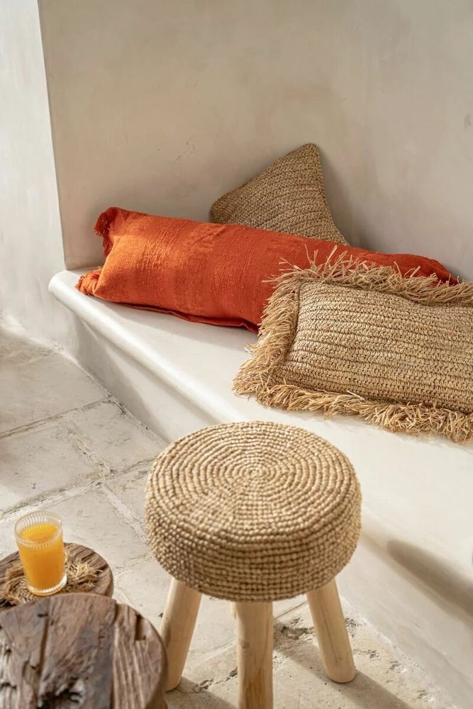 Decorative objects - The Raffia Cushion Cover Rectangular - Natural - 30x50 - BAZAR BIZAR LIVING